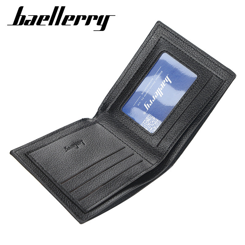 Men's Short Korean Style Lychee Pattern Open Minimalist Thin Soft Men's Wallets