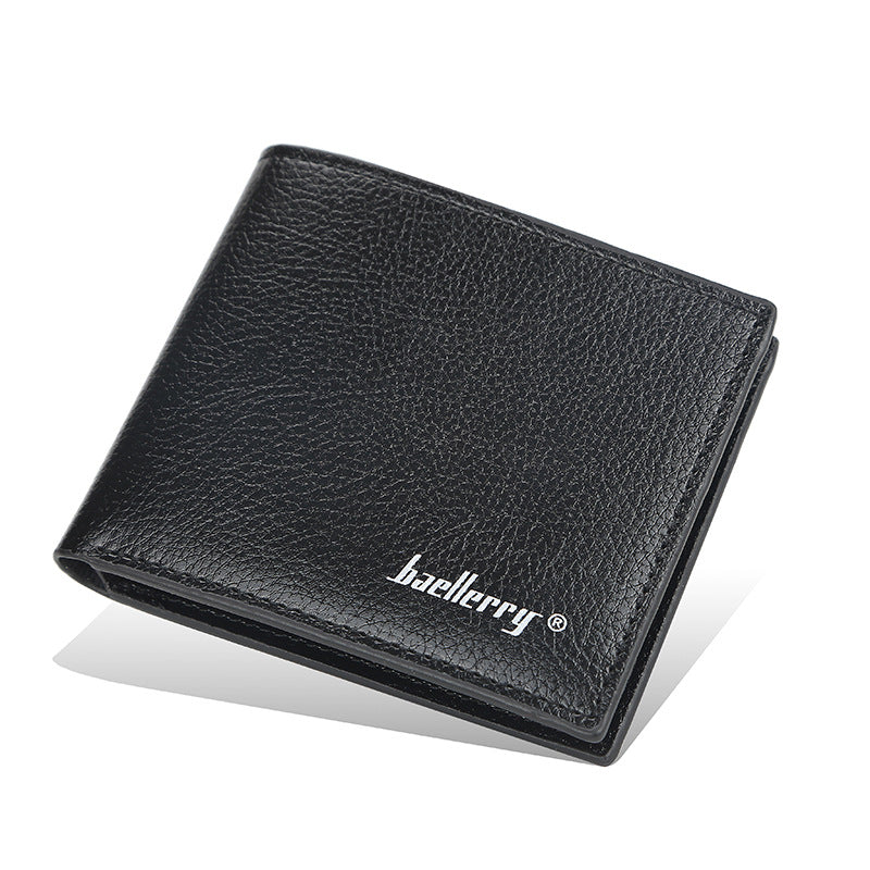 Men's Short Korean Style Lychee Pattern Open Minimalist Thin Soft Men's Wallets