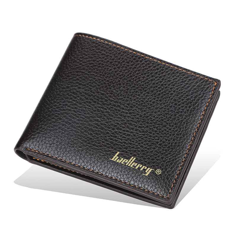 Men's Short Korean Style Lychee Pattern Open Minimalist Thin Soft Men's Wallets