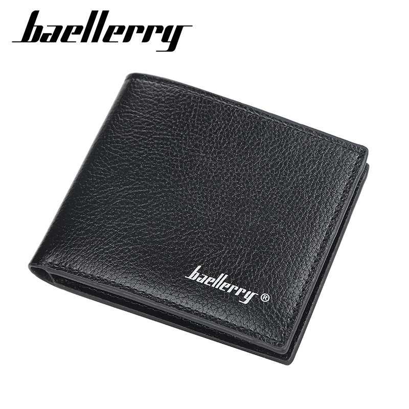 Men's Short Korean Style Lychee Pattern Open Minimalist Thin Soft Men's Wallets