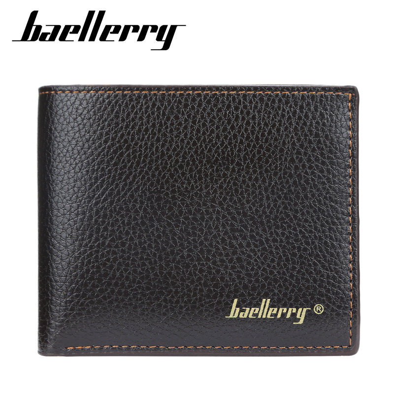 Men's Short Korean Style Lychee Pattern Open Minimalist Thin Soft Men's Wallets