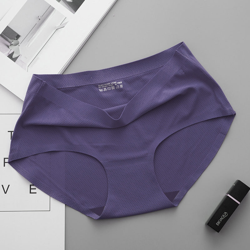 Women's Hole Ice Silk Seamless One-piece Underwear Panties