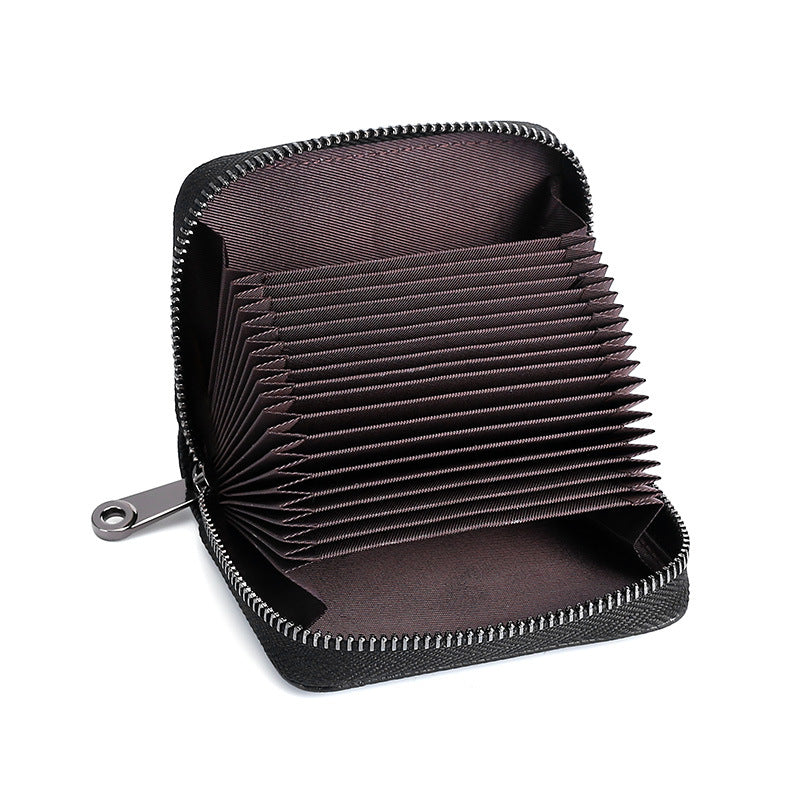 Women's & Men's & Cowhide Expanding Swiping Large Capacity Card Holder