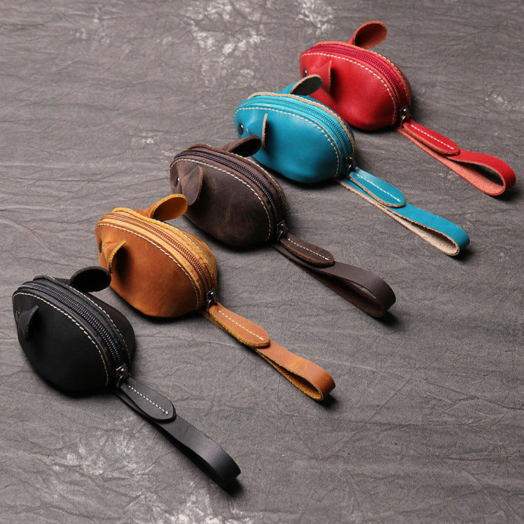 Cowhide Genuine Leather Mouse Cartoon Multifunctional Portable Coin Purses