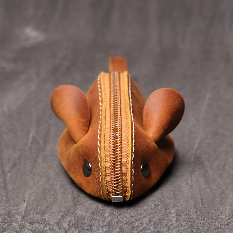 Cowhide Genuine Leather Mouse Cartoon Multifunctional Portable Coin Purses