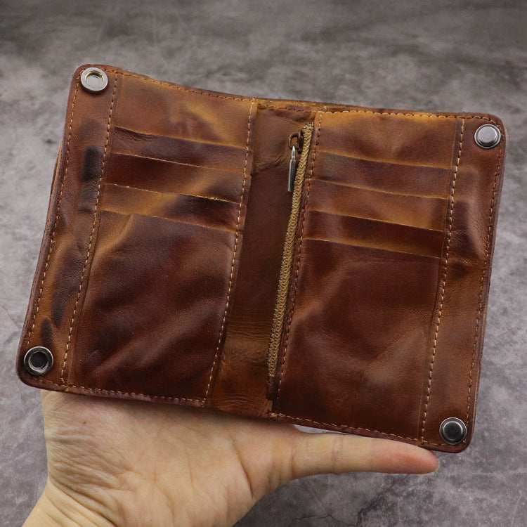 Men's First Layer Retro Long Type Multiple Men's Wallets