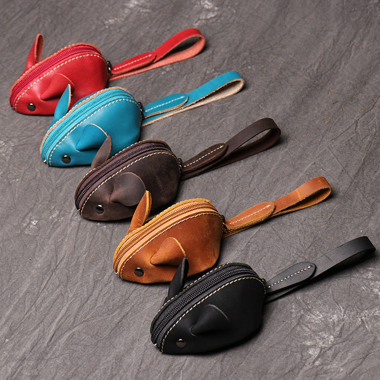 Cowhide Genuine Leather Mouse Cartoon Multifunctional Portable Coin Purses