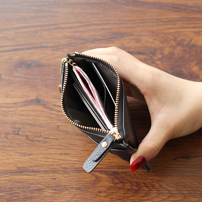 Women's Soft Lambskin Short Classic Style Rhombus Card Holder