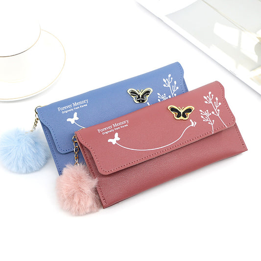Women's Elegant Long Butterfly Simple Flowers Change Ladies Wallets
