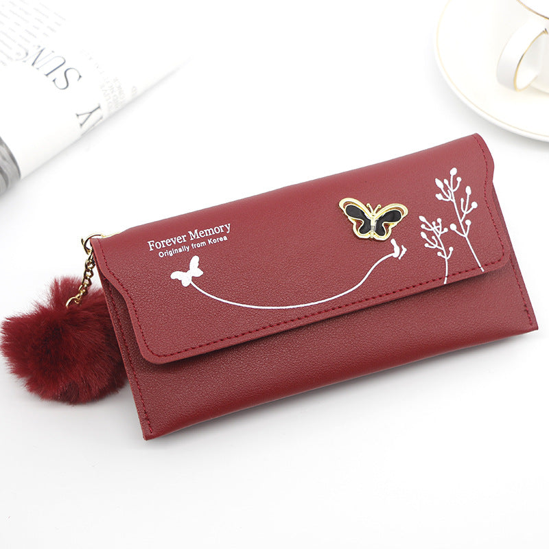Women's Elegant Long Butterfly Simple Flowers Change Ladies Wallets