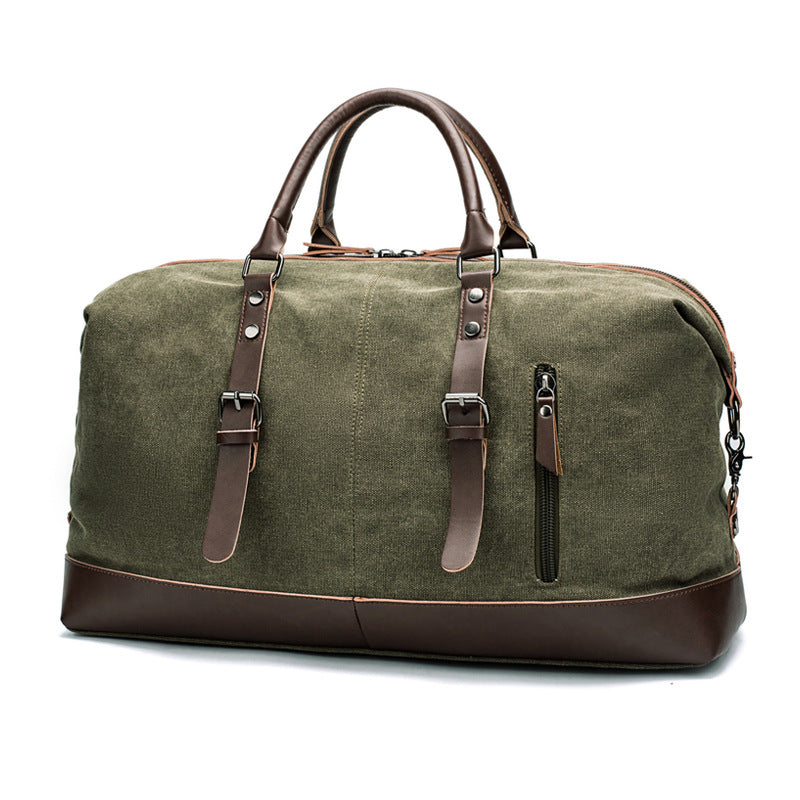 Men's Printed Leather Canvas Traveling Supplies Fitness Travel Bags