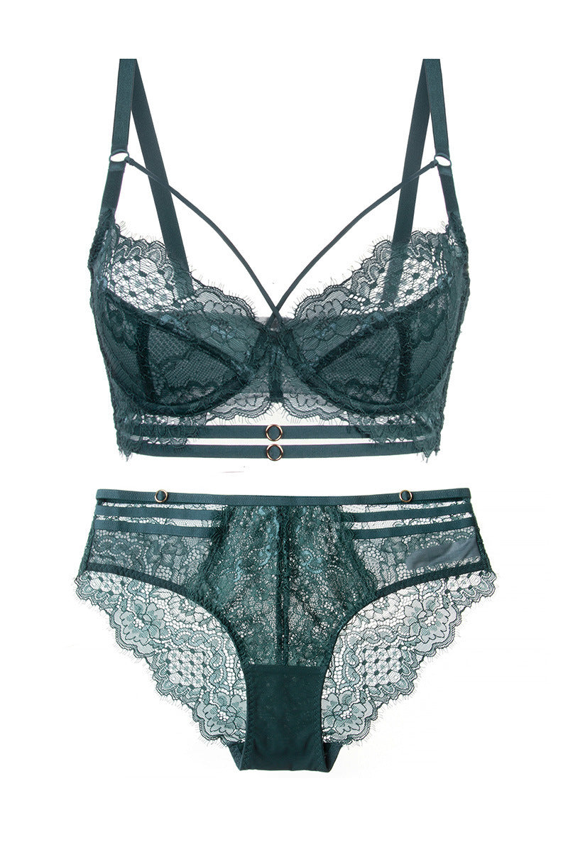 Women's French Sexy Lace Large Thin Transparent Lingerie Sets