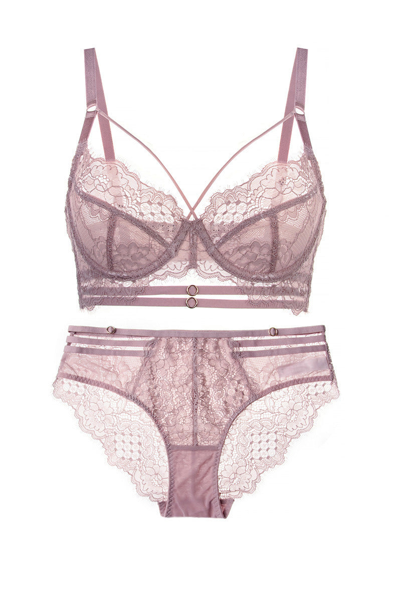 Women's French Sexy Lace Large Thin Transparent Lingerie Sets