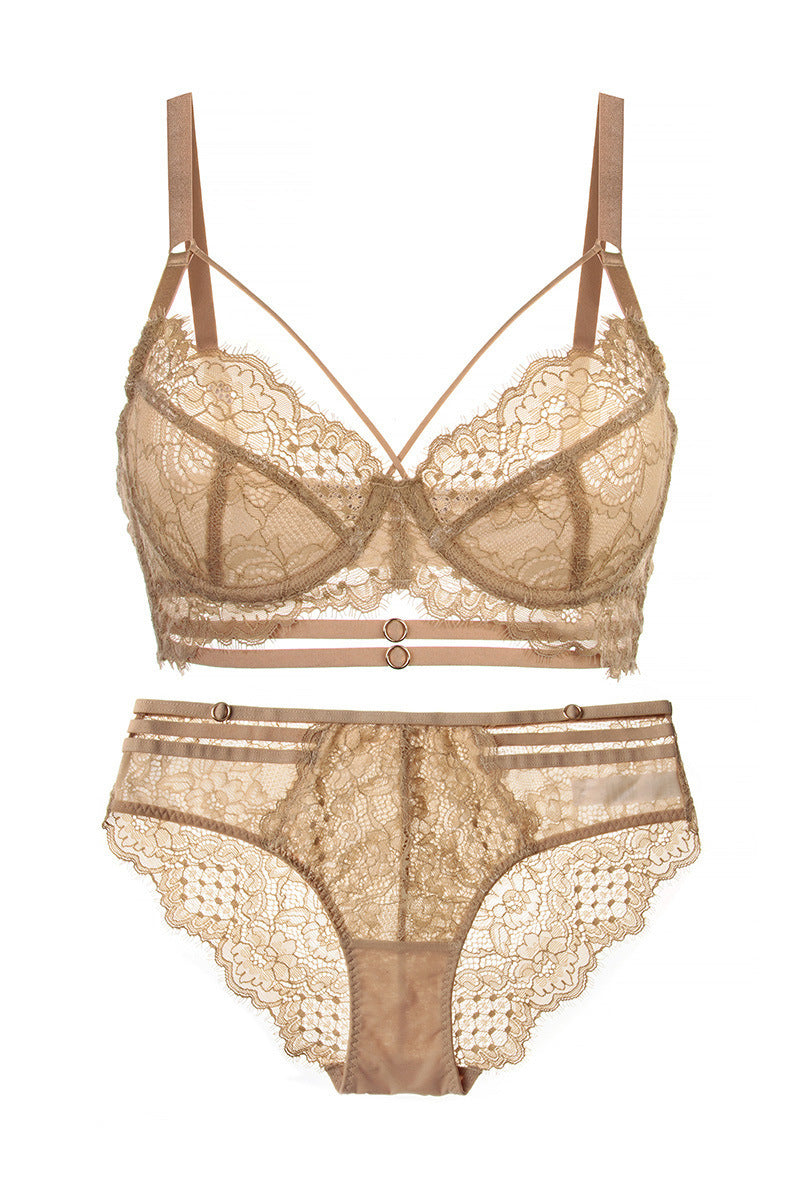 Women's French Sexy Lace Large Thin Transparent Lingerie Sets