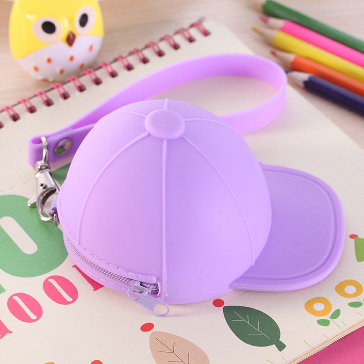 Cartoon Candy Color Baseball Cap Mini Hat Silicone Coin Purses