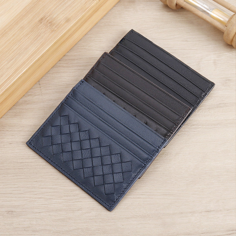 Women's & Men's Sheep Skin Woven Authentic Leather Weave Card Holder