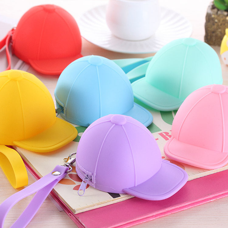 Cartoon Candy Color Baseball Cap Mini Hat Silicone Coin Purses
