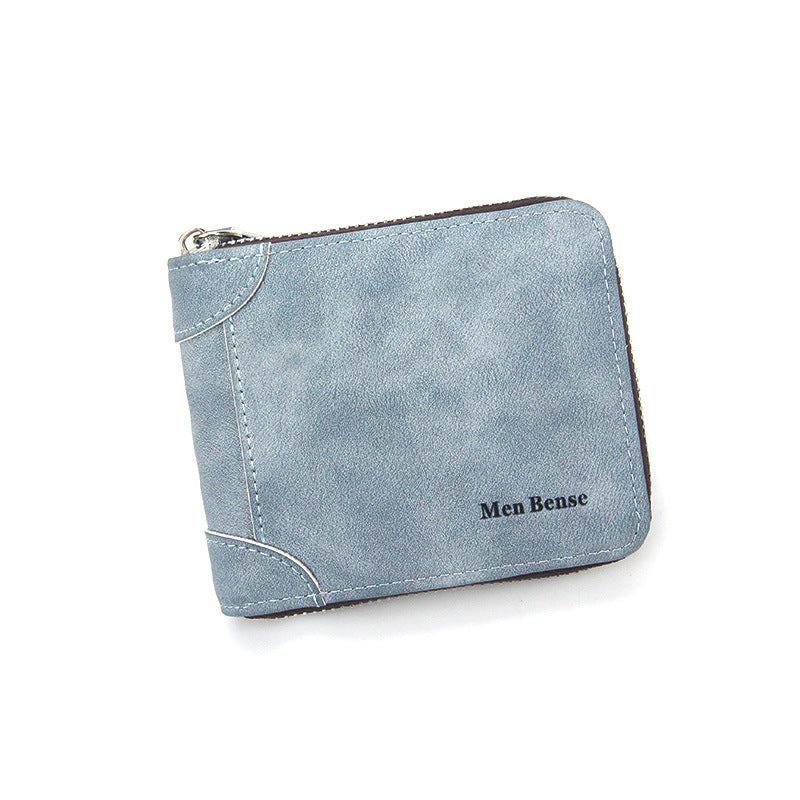 Men's Fashion Frosted Zipper Short Bib Men's Wallets