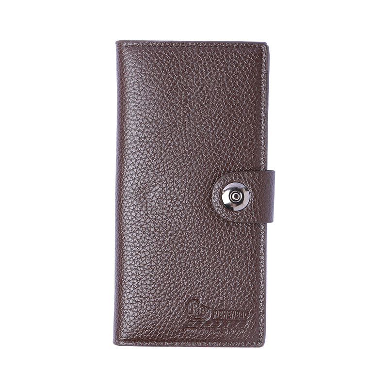 Men's Simple Portable Long Leather Multiple Slots Change Men's Wallet