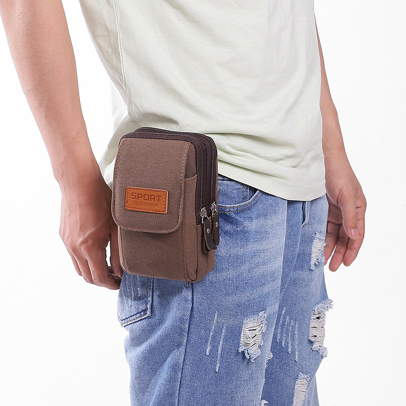 Men's Mobile Canvas Pannier Horizontal Vertical Men's Waist Packs