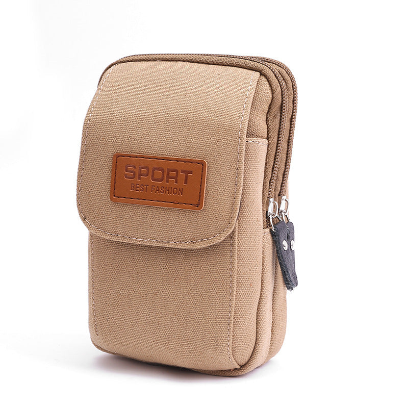 Men's Mobile Canvas Pannier Horizontal Vertical Men's Waist Packs