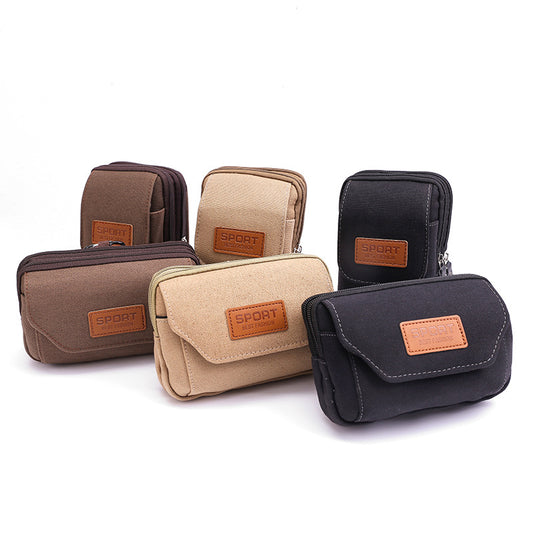 Men's Mobile Canvas Pannier Horizontal Vertical Men's Waist Packs