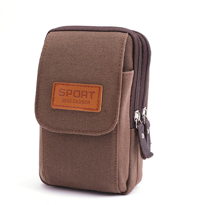 Men's Mobile Canvas Pannier Horizontal Vertical Men's Waist Packs