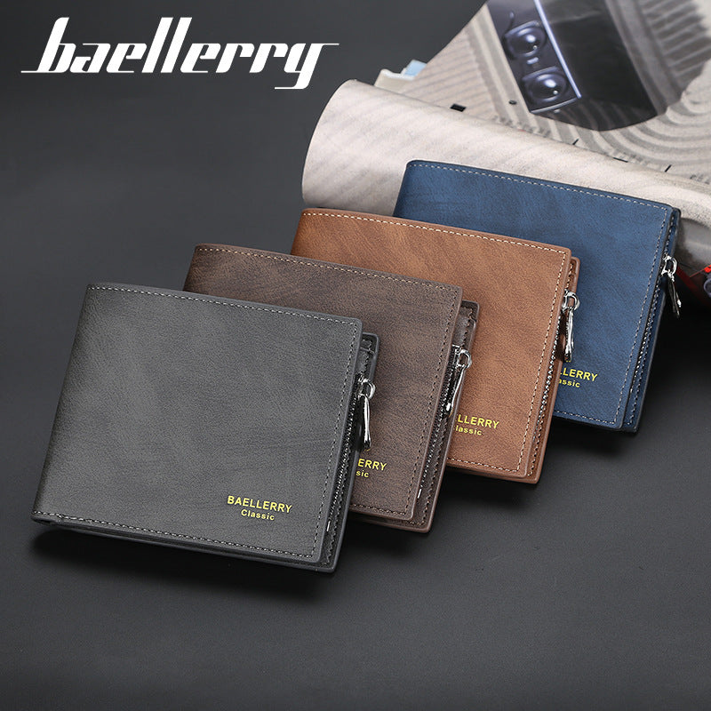Men's Short Multiple Slots Two-fold Leather Horizontal Men's Wallets