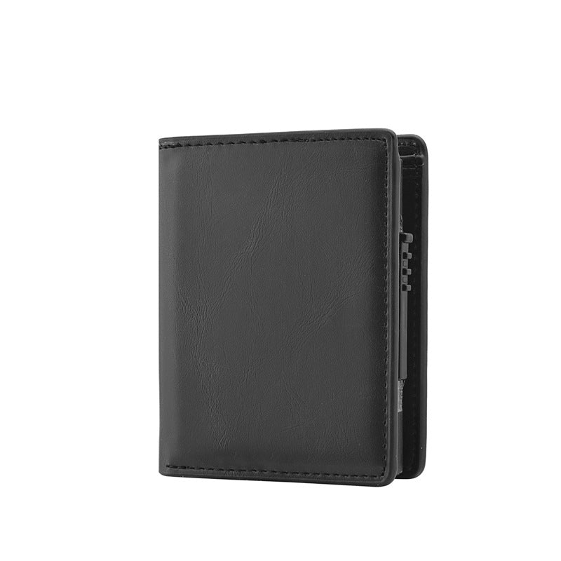 Men's Short Automatic Pop-up Aluminum Alloy Swiping Cover Men's Wallets