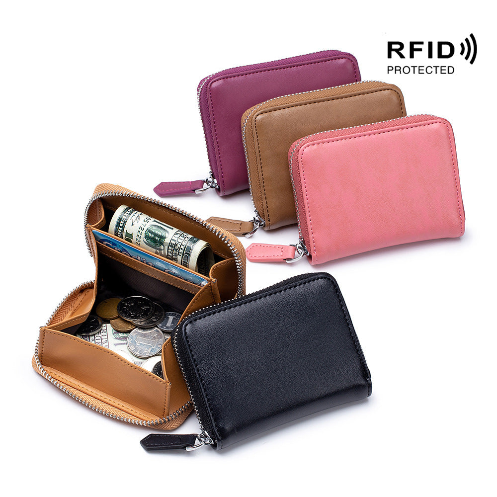 Women's & Men's Style Genuine Leather Swiping And Zipper Storage Coin Purses