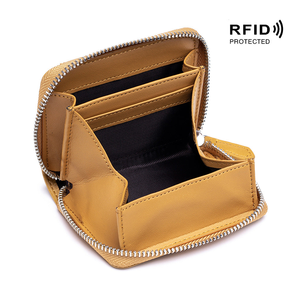 Women's & Men's Style Genuine Leather Swiping And Zipper Storage Coin Purses