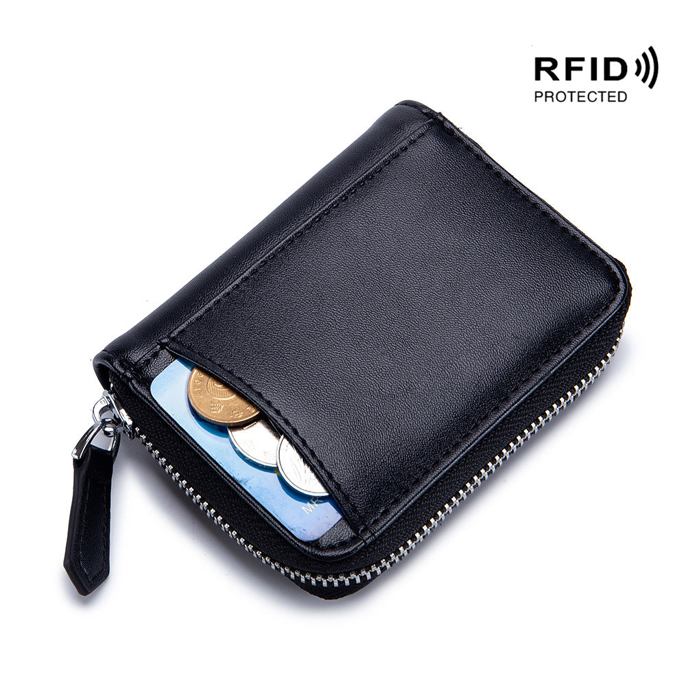 Women's & Men's Style Genuine Leather Swiping And Zipper Storage Coin Purses