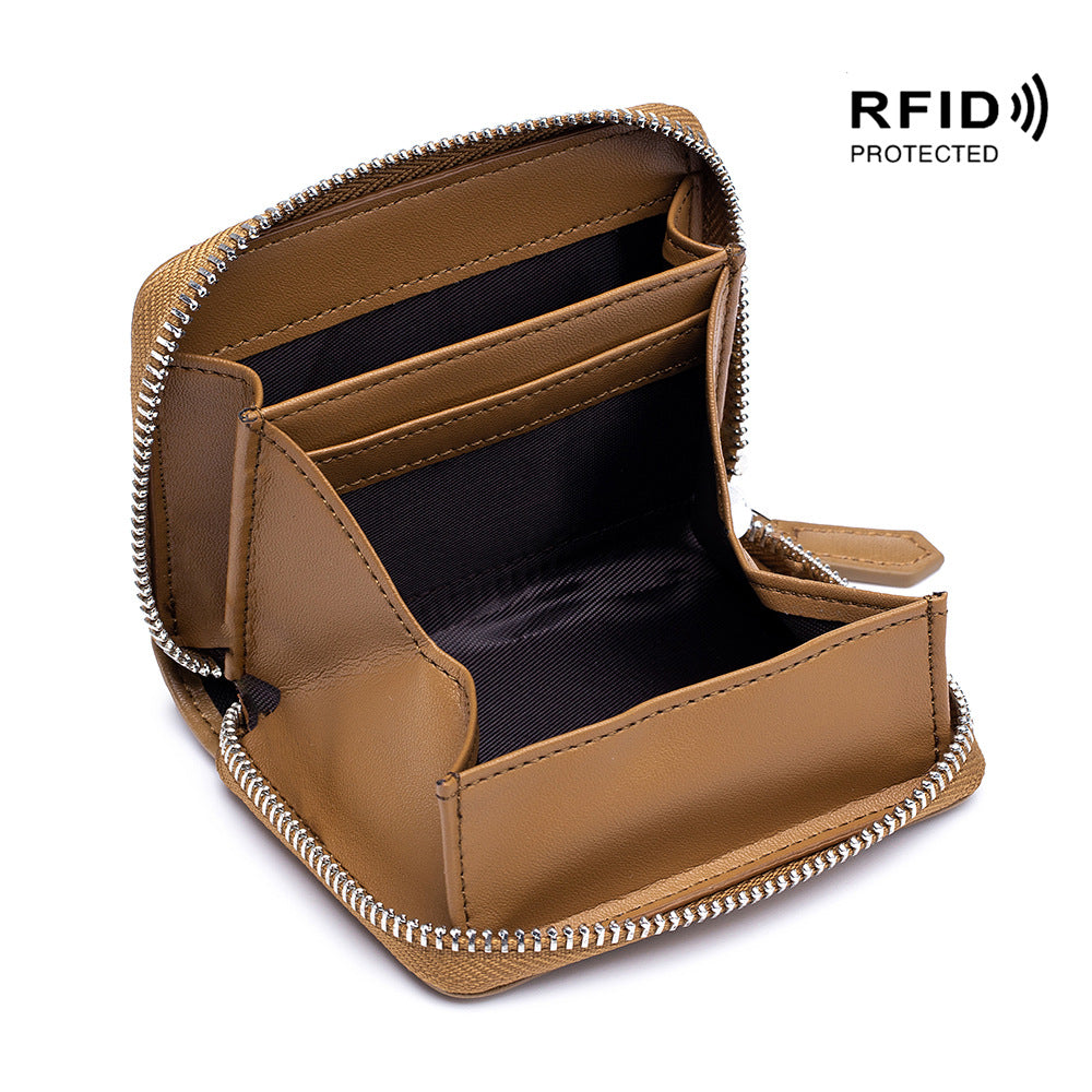 Women's & Men's Style Genuine Leather Swiping And Zipper Storage Coin Purses
