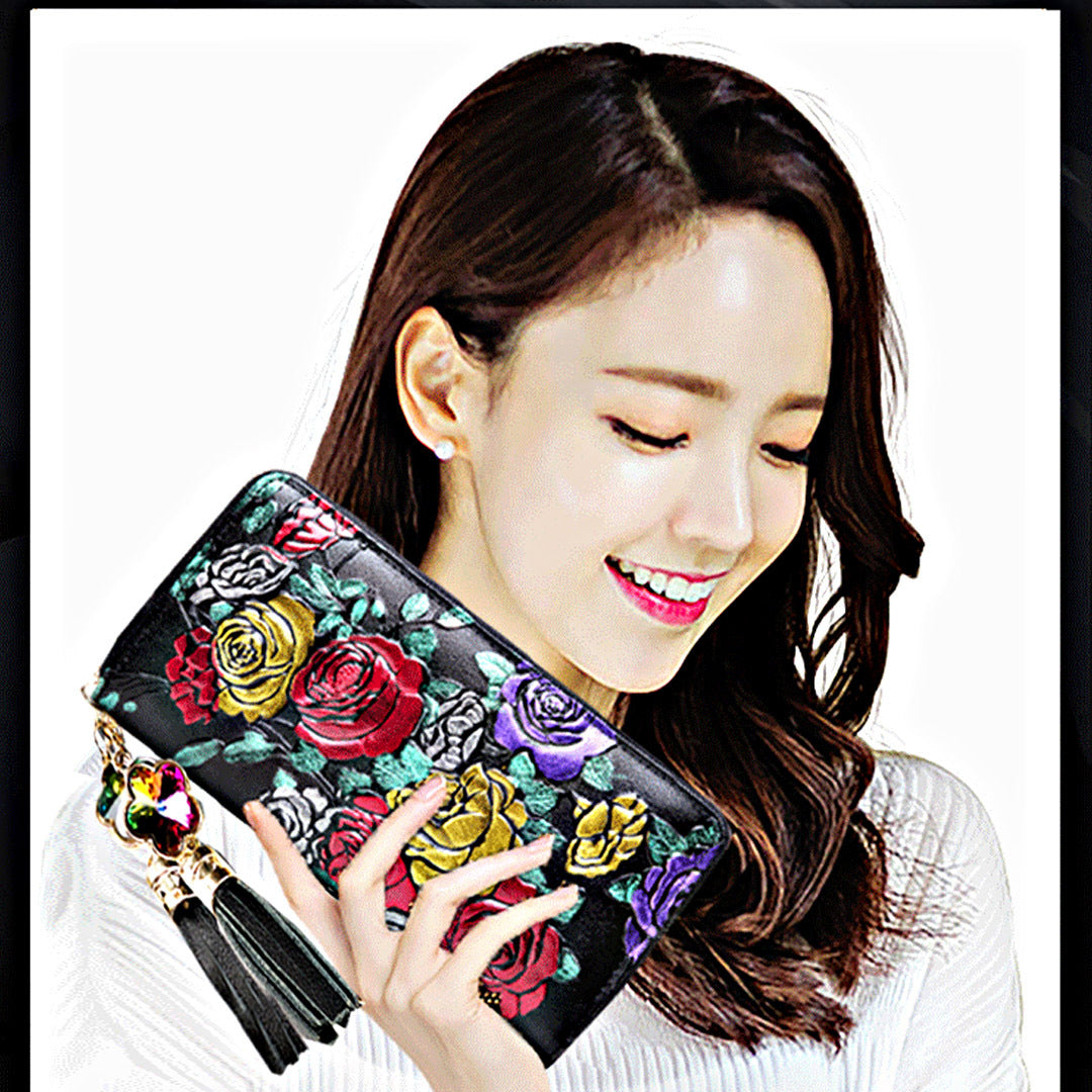 Women's Long Zipper Elegant Fashion Leather Large Capacity Ladies Wallet
