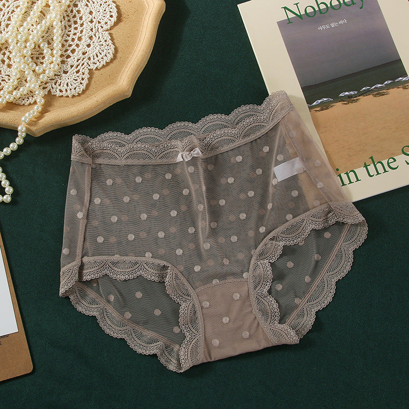 Women's Sexy Transparent Lace Polka Dot Underwear Panties