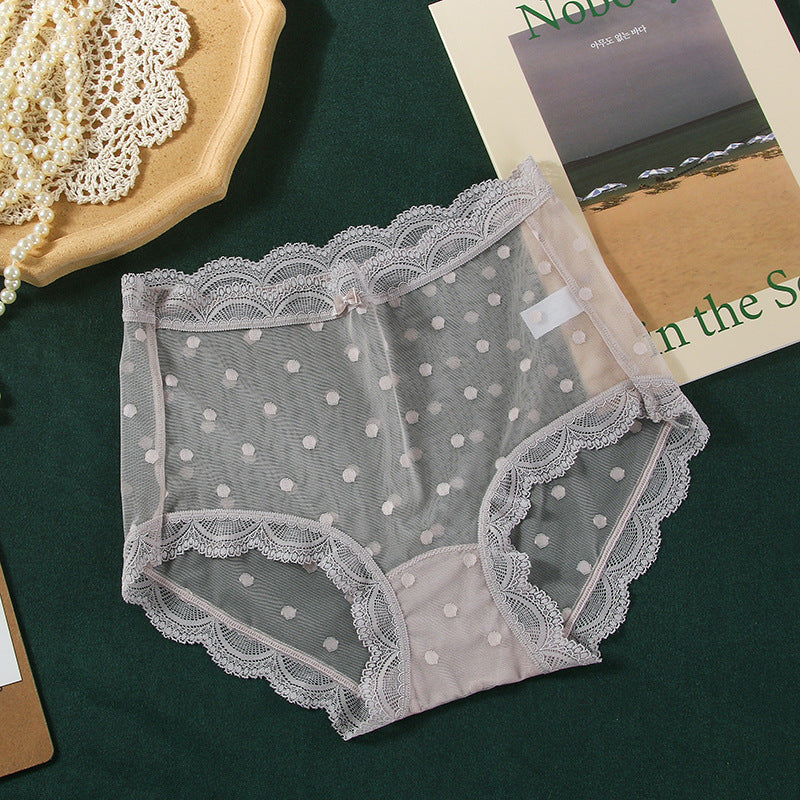 Women's Sexy Transparent Lace Polka Dot Underwear Panties