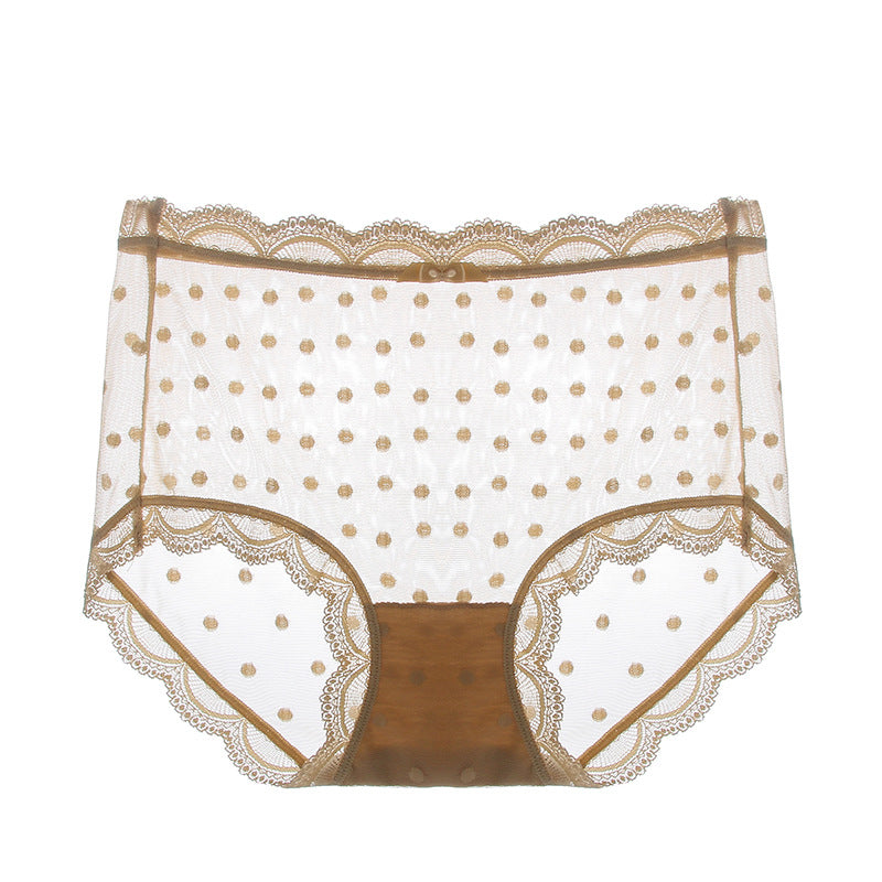 Women's Sexy Transparent Lace Polka Dot Underwear Panties