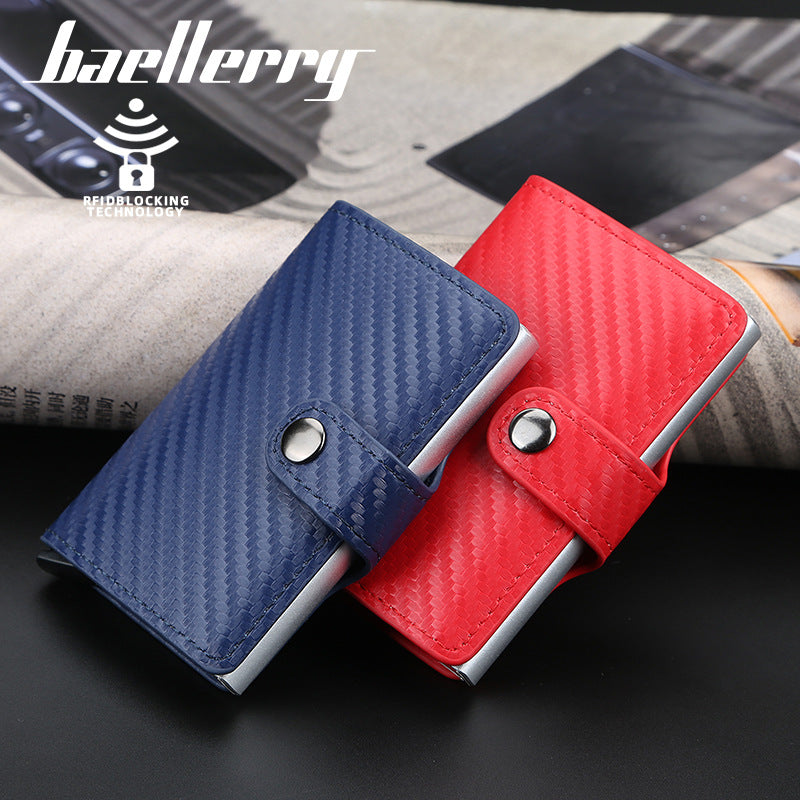 Men's Automatic Pop-up Aluminum Alloy Plaid Card Holder