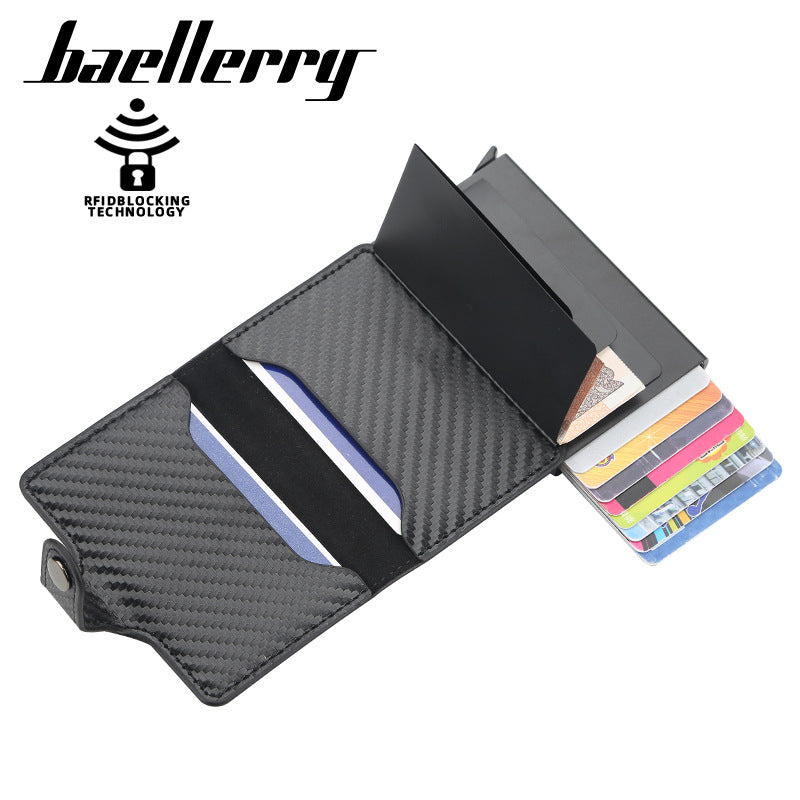 Men's Automatic Pop-up Aluminum Alloy Plaid Card Holder