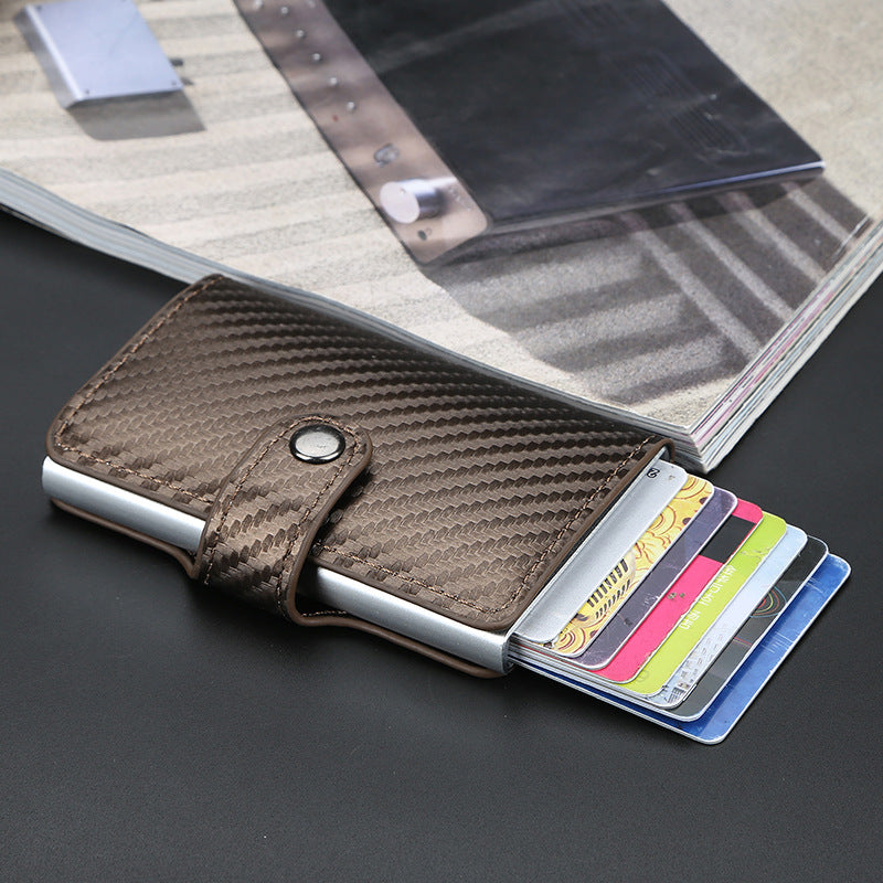 Men's Automatic Pop-up Aluminum Alloy Plaid Card Holder