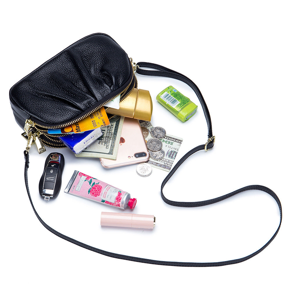 Women's Leather High-grade Mobile Simple First Layer Cowhide Phone Bags