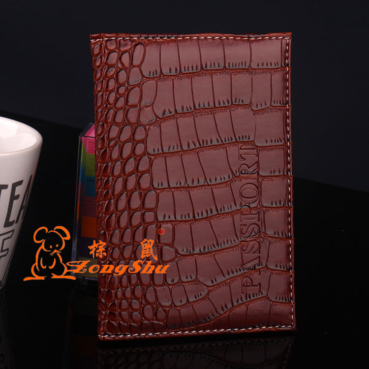 Leather Passport Jacket Crocodile Pattern Surface Card Holder