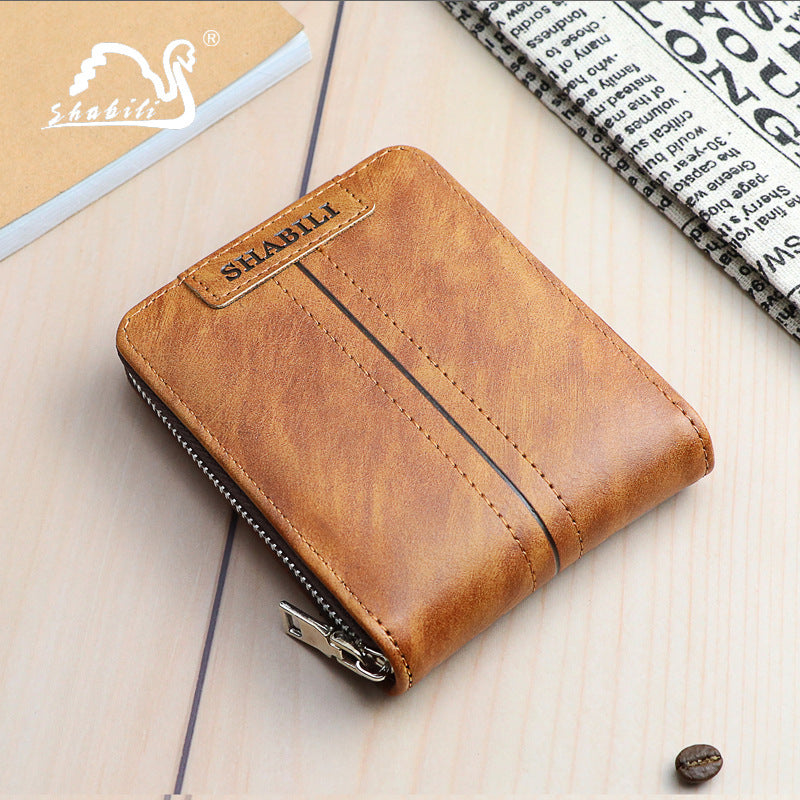 Men's Short Classic Horizontal Large Capacity Zipper Multiple Men's Wallet