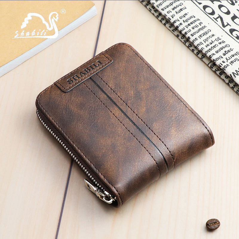 Men's Short Classic Horizontal Large Capacity Zipper Multiple Men's Wallet