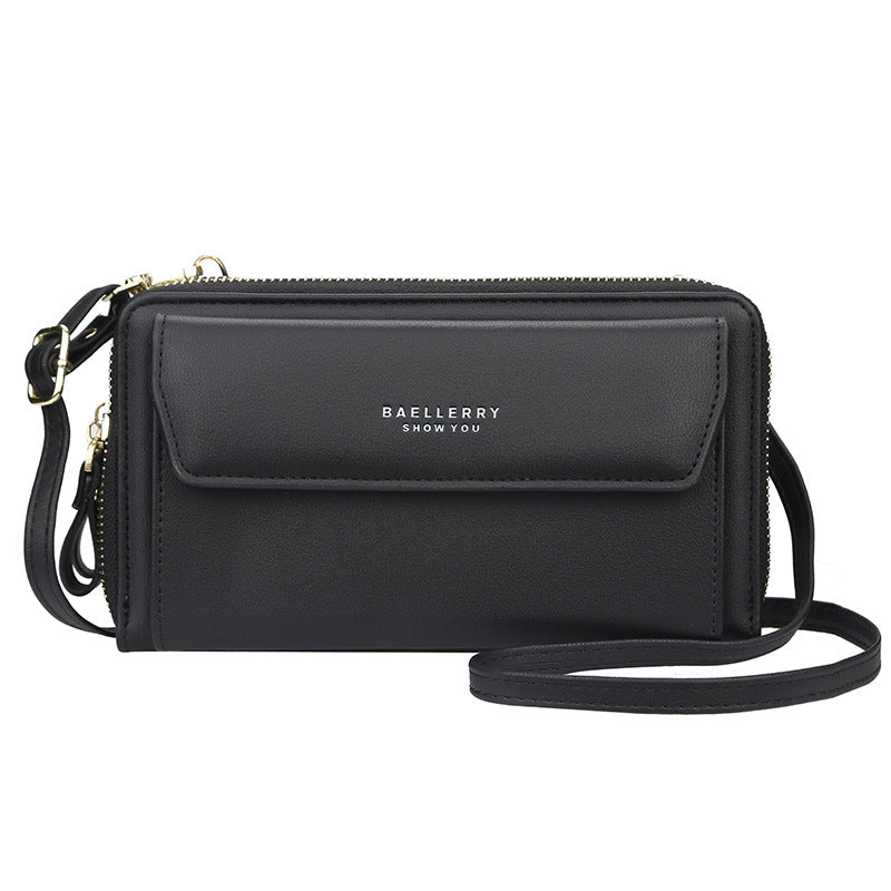 Women's Double Zipper Mobile Korean Style Horizontal Shoulder Bags