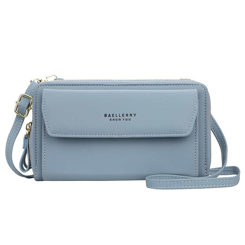 Women's Double Zipper Mobile Korean Style Horizontal Shoulder Bags