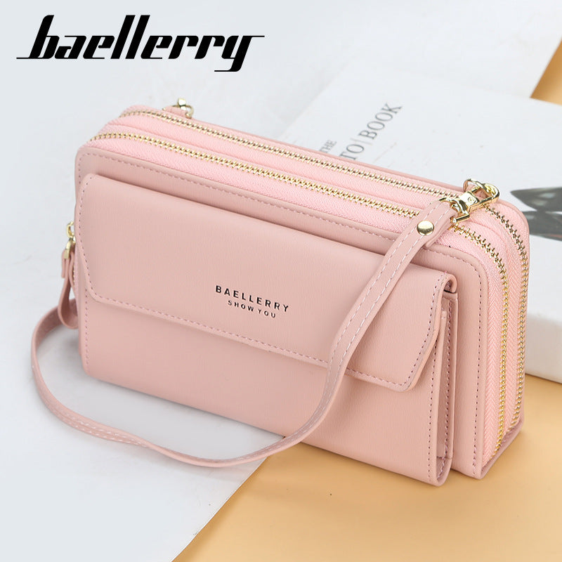 Women's Double Zipper Mobile Korean Style Horizontal Shoulder Bags
