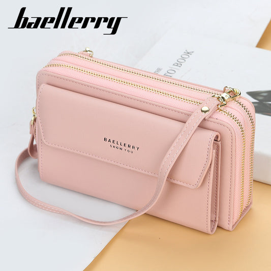 Women's Double Zipper Mobile Korean Style Horizontal Shoulder Bags