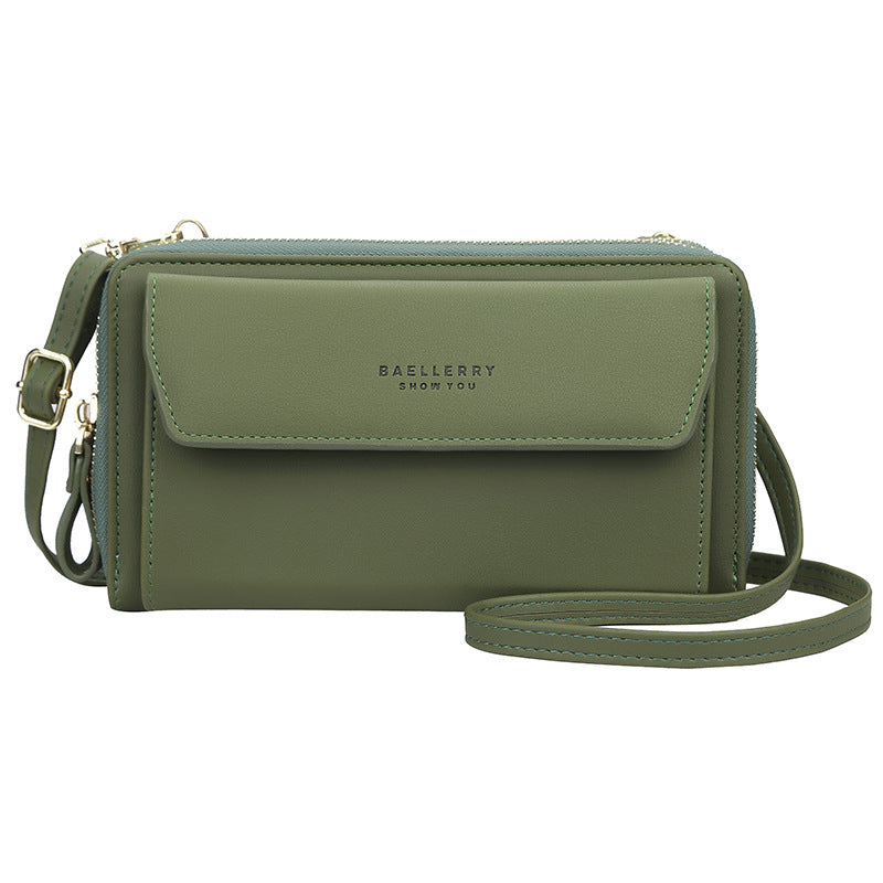 Women's Double Zipper Mobile Korean Style Horizontal Shoulder Bags