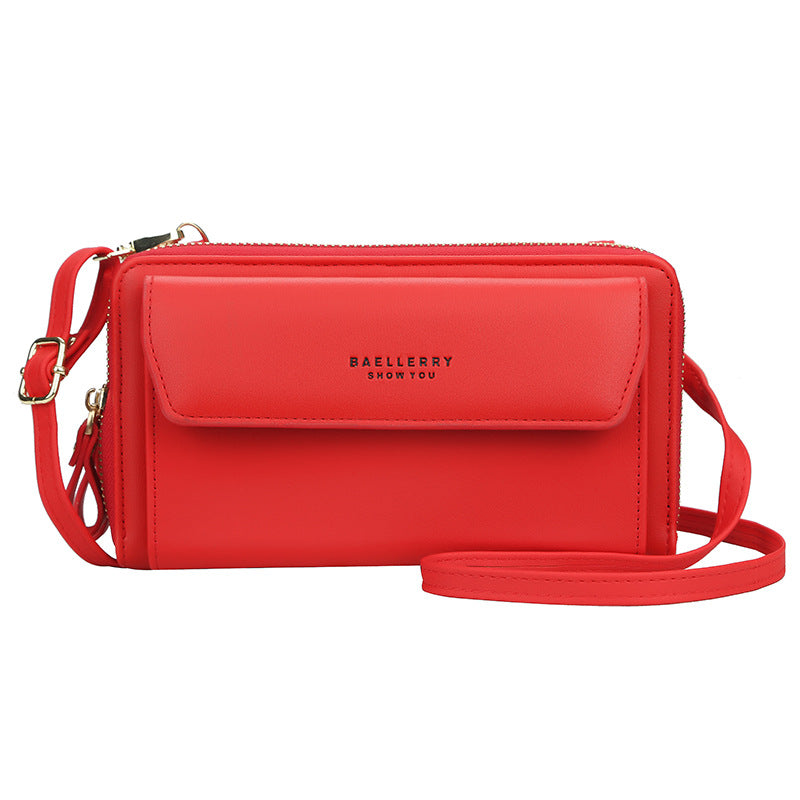 Women's Double Zipper Mobile Korean Style Horizontal Shoulder Bags